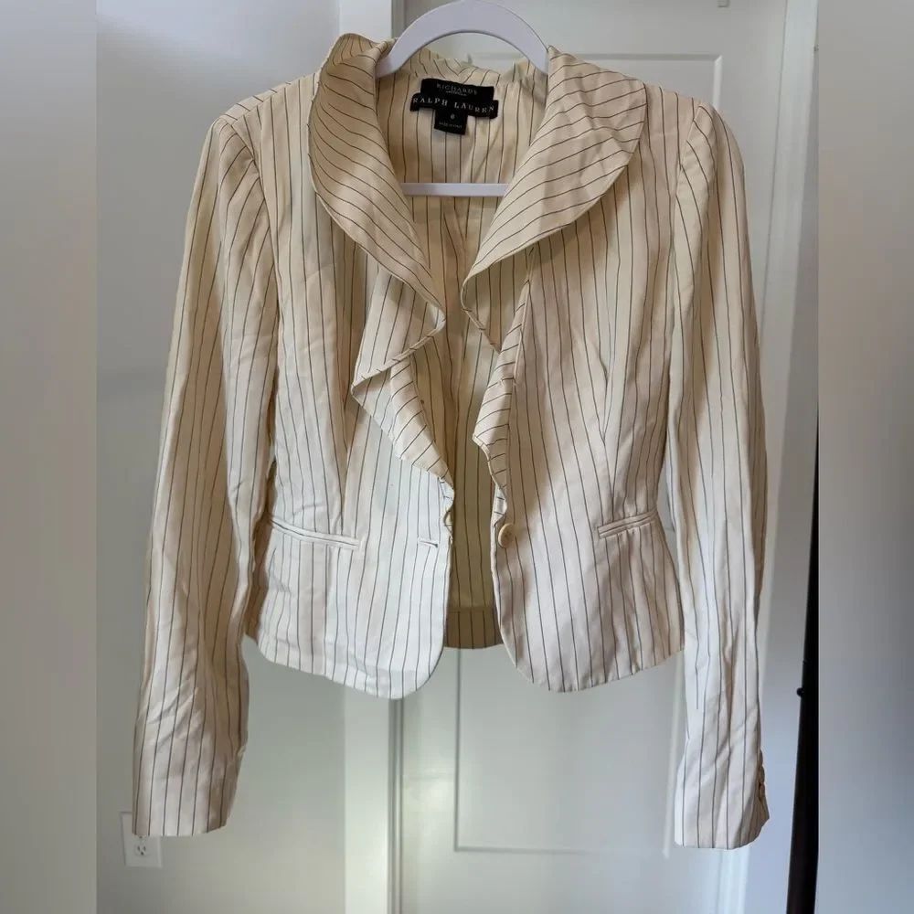 Ralph Lauren Black Label Cream Striped Blazer